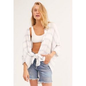 Free People We the Free Dreaming Blue Buttondown Top
